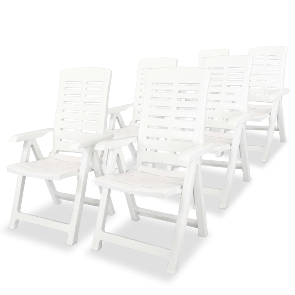 Mobilier à dîner d'extérieur 7 pièces plastique blanc