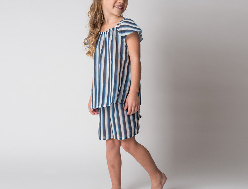 Pyjama short enfant fille-Bleu océan