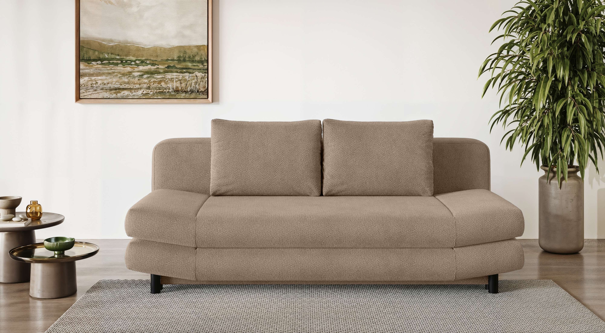 Home affaire 3-Sitzer »LENNARA Schlafsofa mit Bettkasten, Masse B/T/H: 209/96/86 cm« Sofa mit Wellenunterfederung, hoher Sitzkomfort