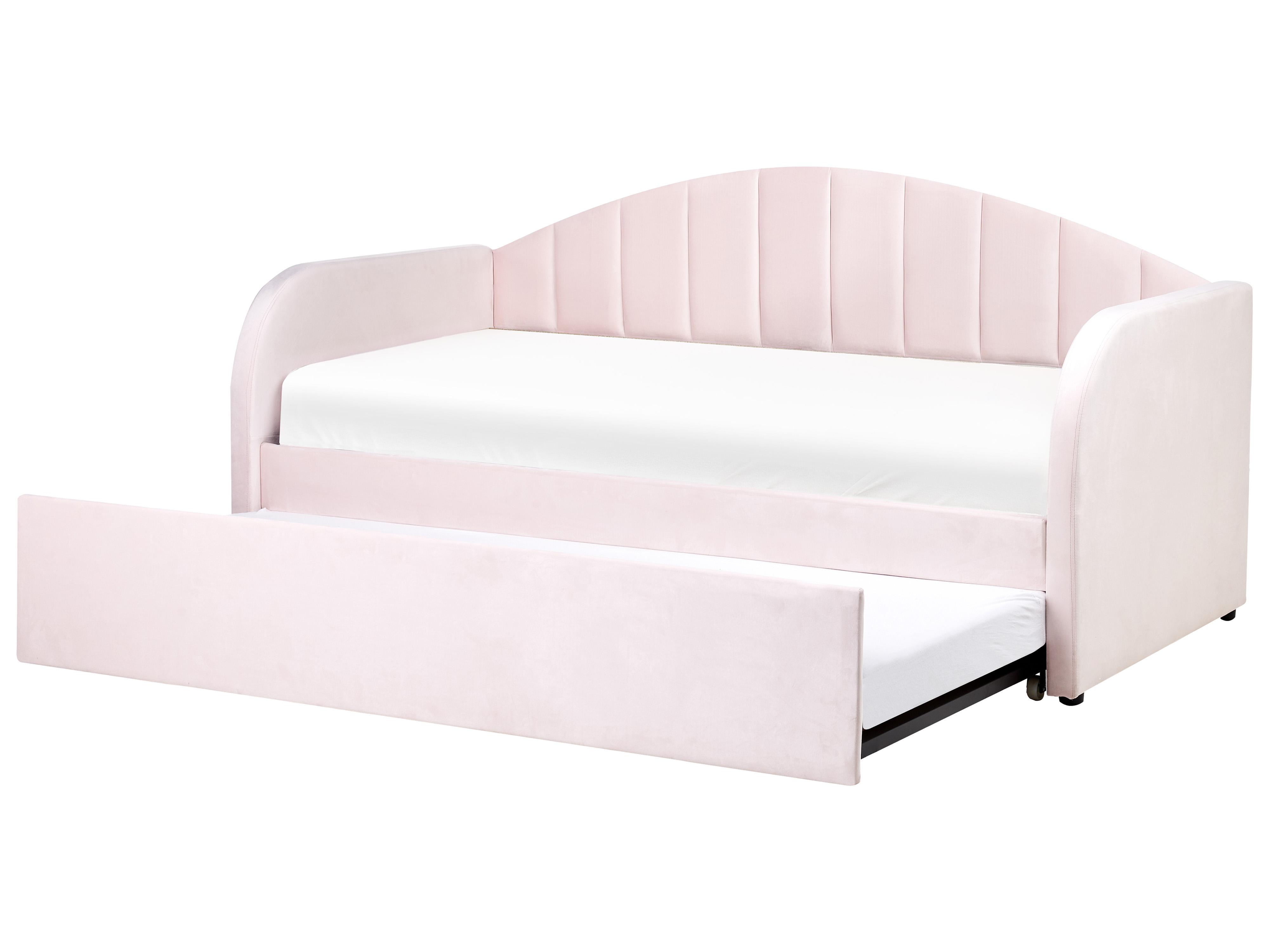 Onderschuifbed Fluweel EYBURIE 90 x 200 cm Pastelroze