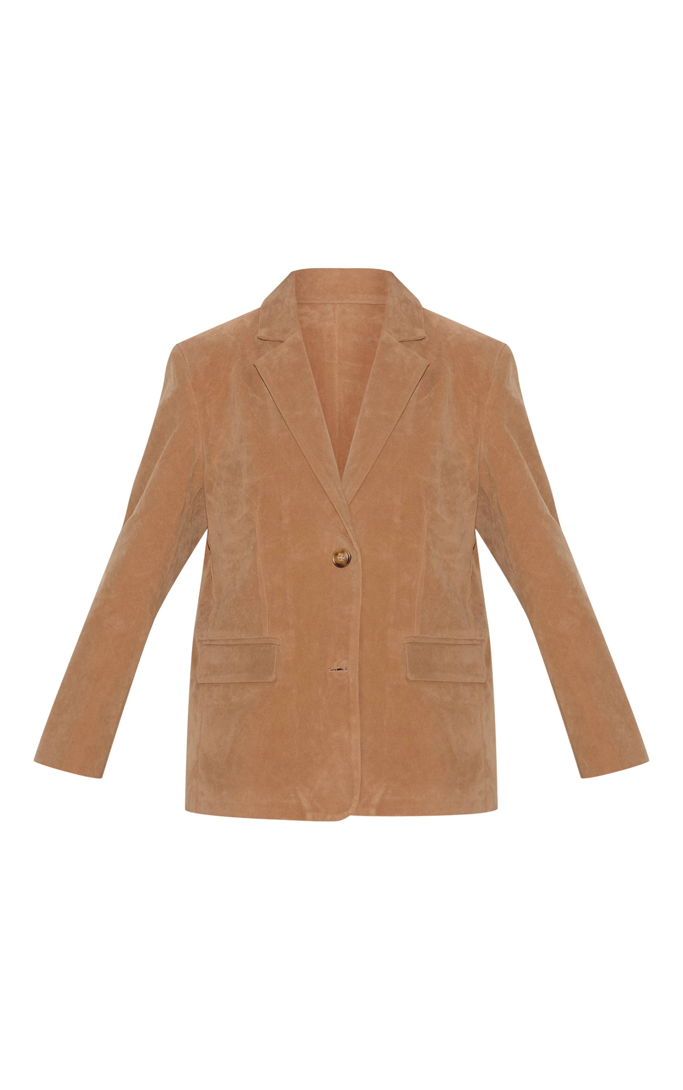 Marron Blazer Long En Synthétique