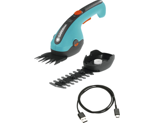 GARDENA ClassicCut Li 2,5Ah accugrasschaar incl. USB-C-laadkabel en struikschaaropzetstuk