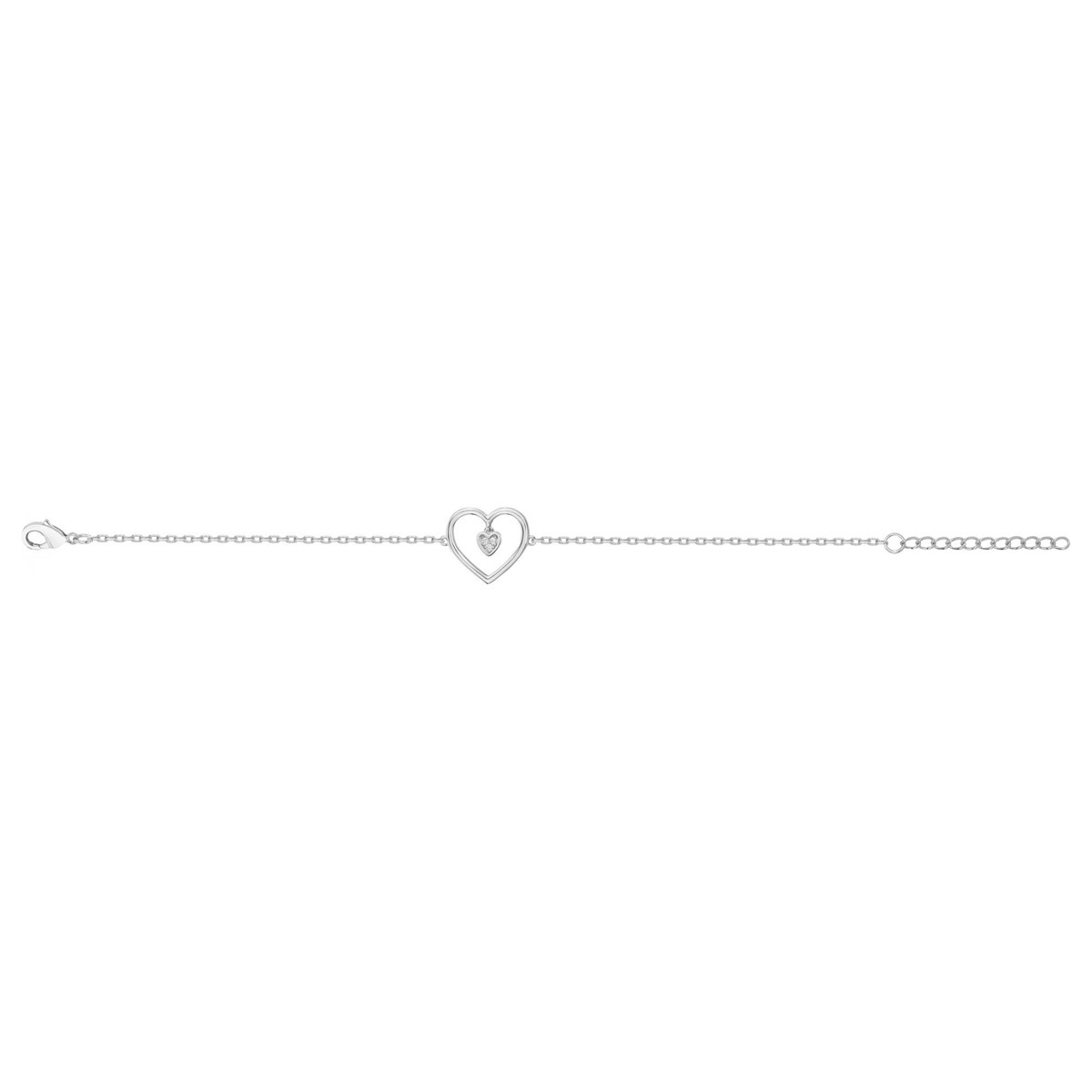Bracelet souple mono-motif en Argent avec oxyde de zirconium blanc