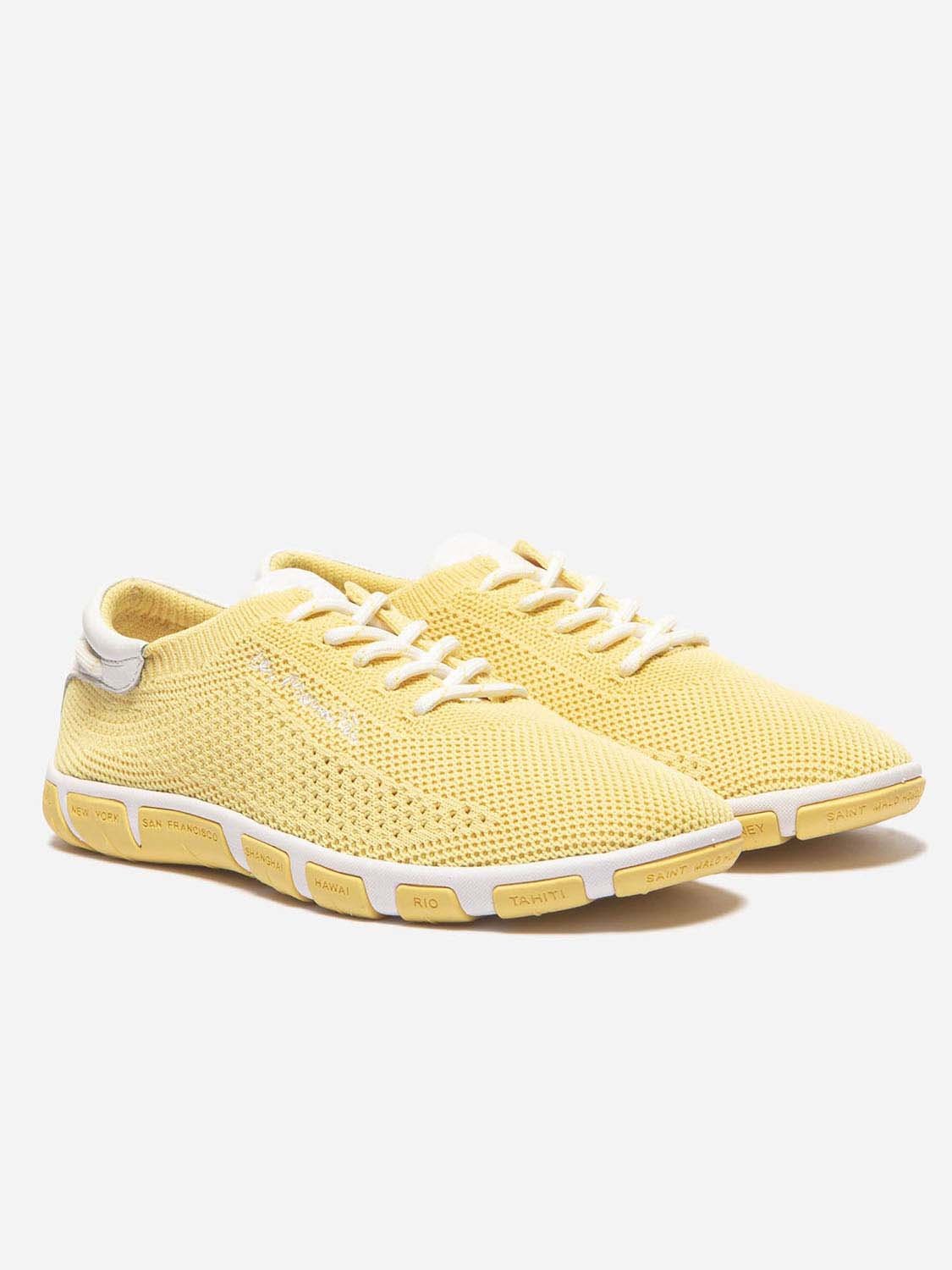 Tennis Femme Confort Textile Recyclé Jaune