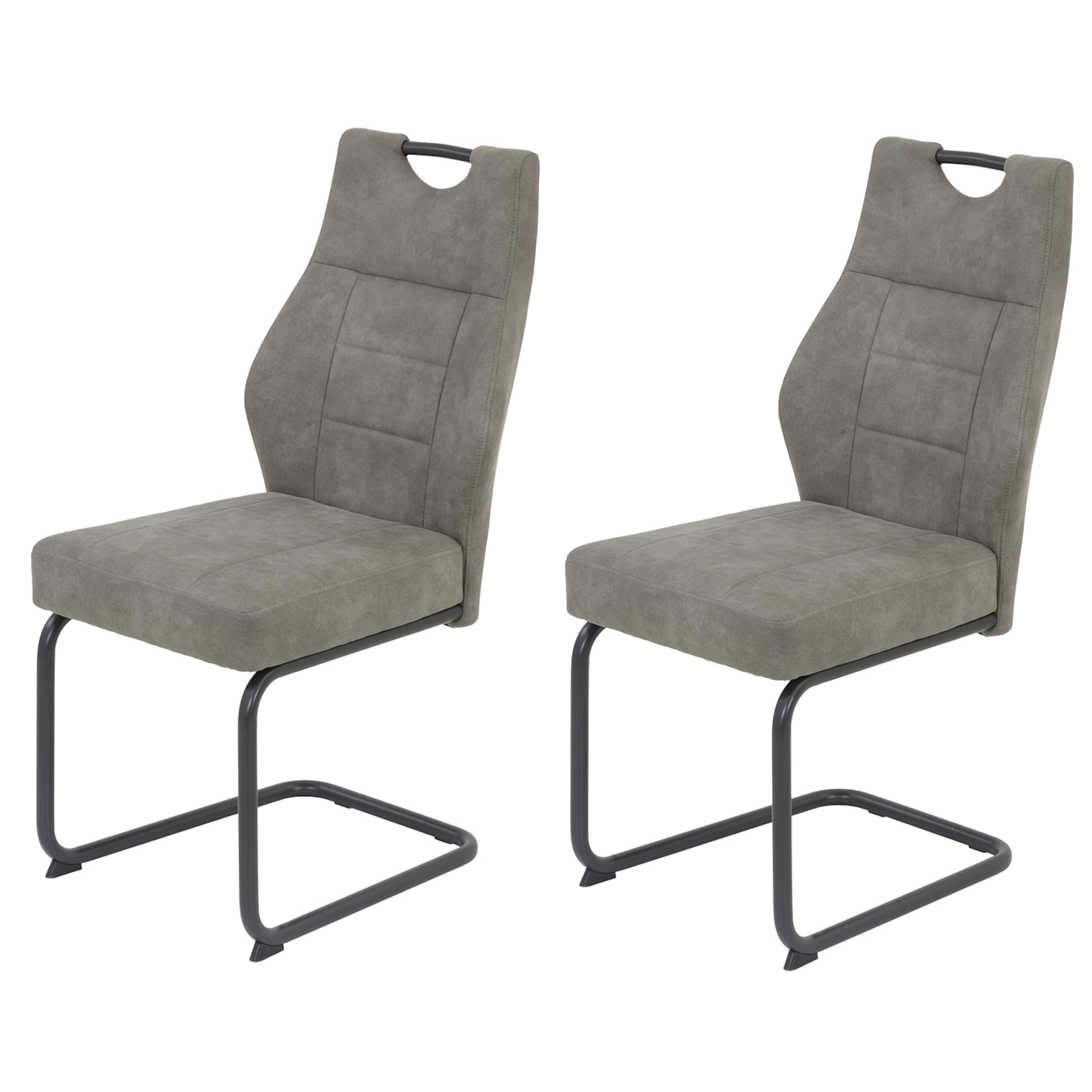 2er-Set Schwingstühle - Vintage grau - Microfaser