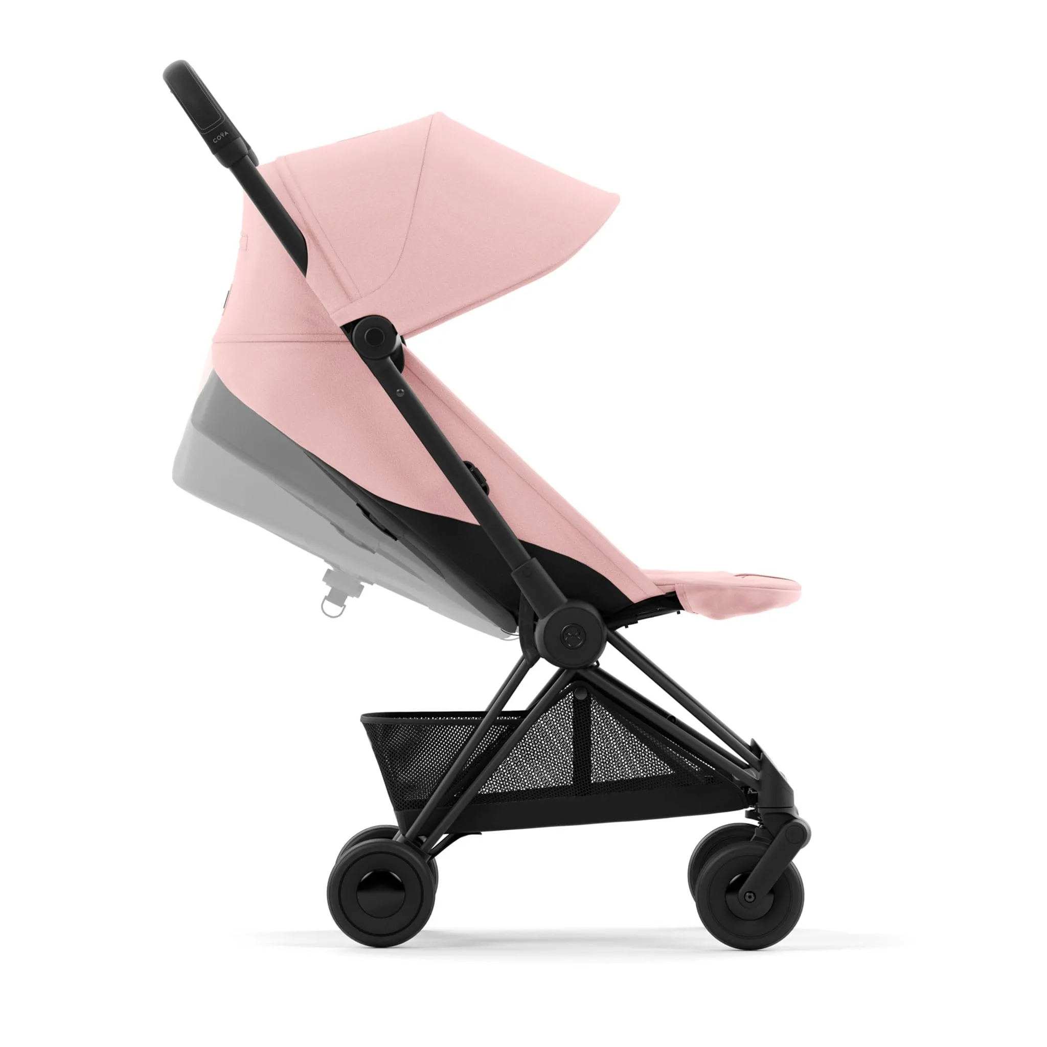 Cybex Poussette Coya - Cadre noir mat avec siège rose pêche