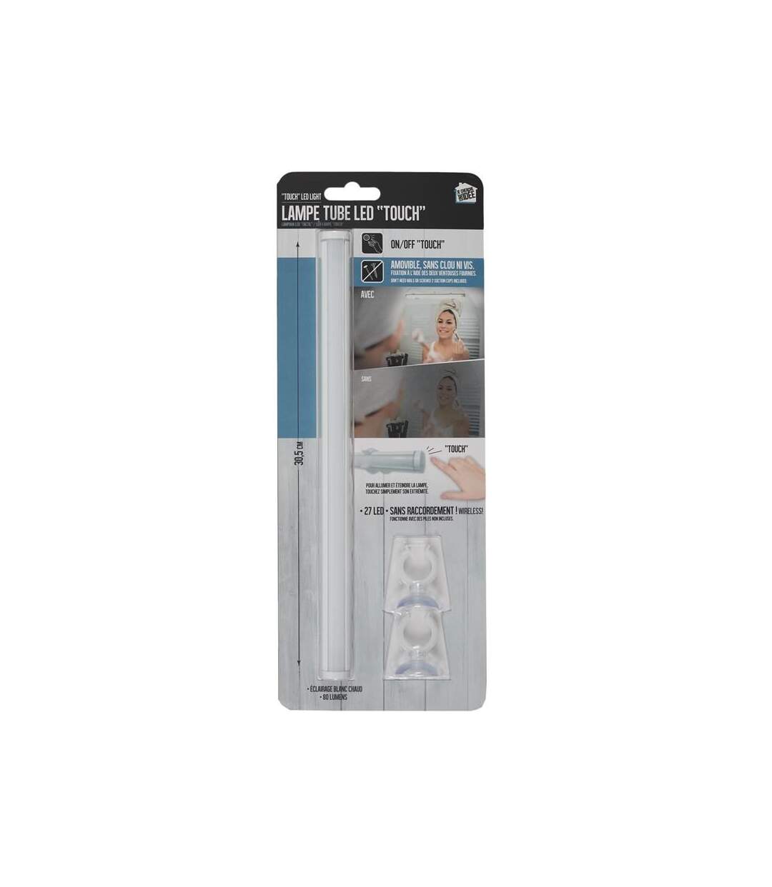 Paris Prix - Lampe Tube Led & Détecteur ventouse 30cm Blanc
