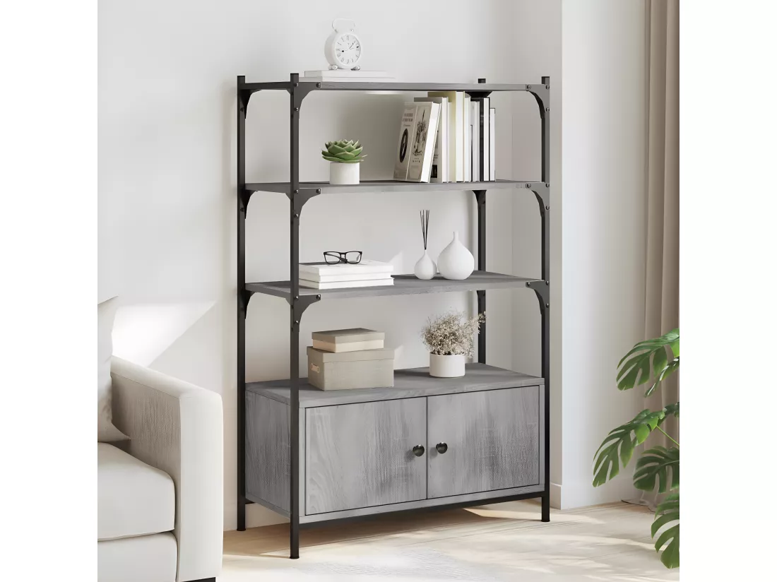 Bibliothèque à 3 niveaux sonoma gris 70x30x109,5 cm