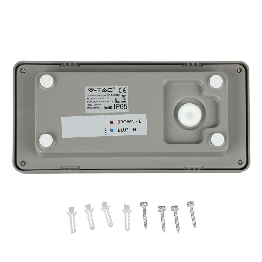LED wandlampen - Softlight Bulkhead - IP65 - Grijs - 12 Watt - 500 Lumen - 4000K