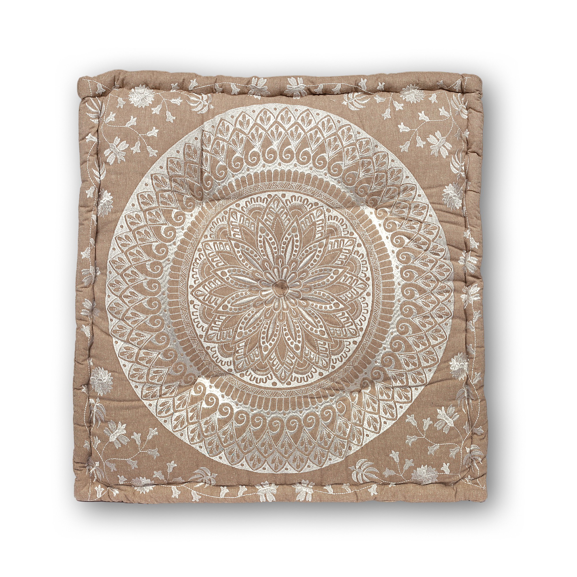 Sitzkissen 'New Mandala', braun, beige, T 60 cm, B 60 cm, H 10 cm von fischer's lagerhaus