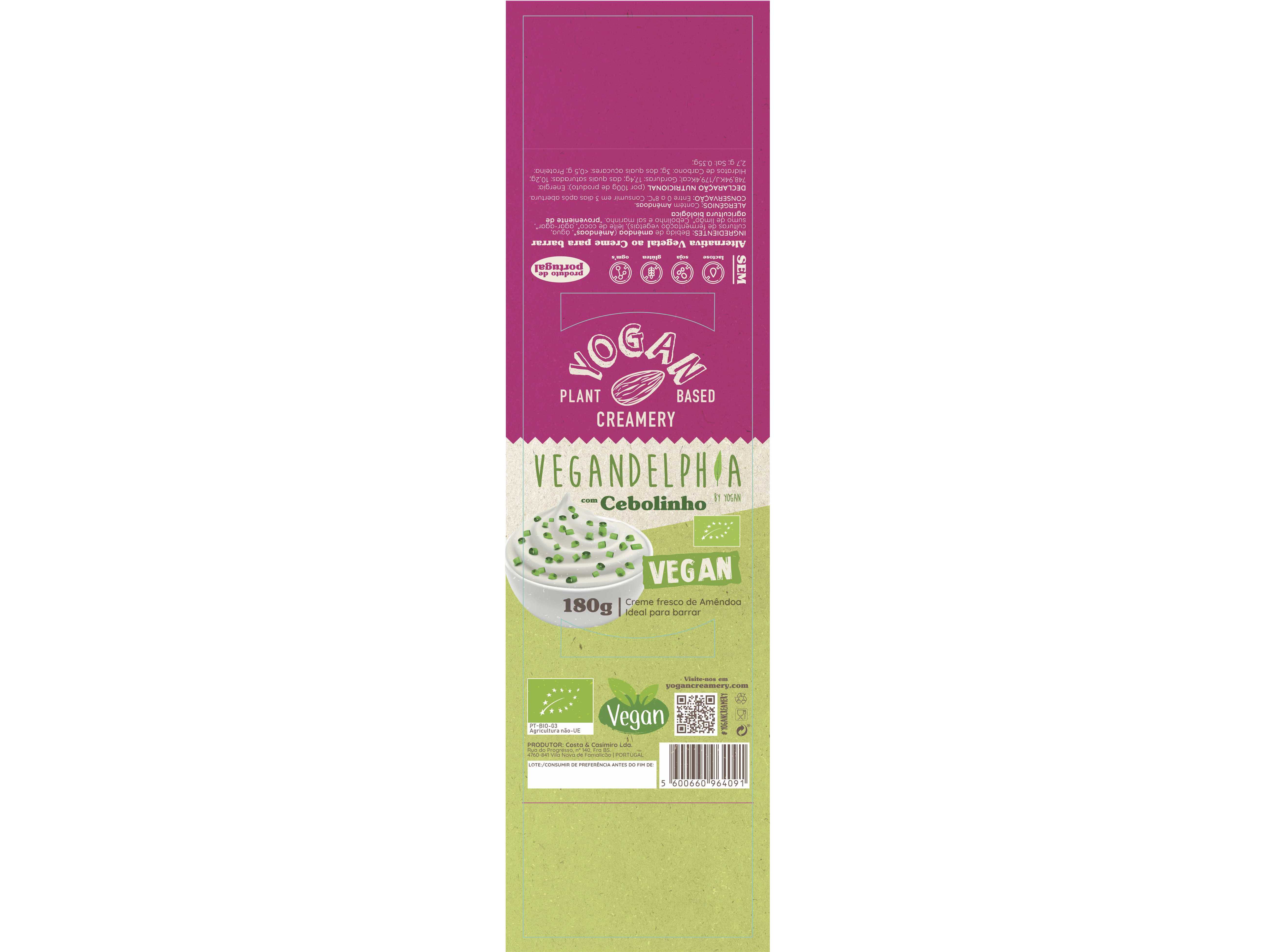 CREME YOGAN VEGAN DE AMÊNDOA COM CEBOLINHO BIO 180G