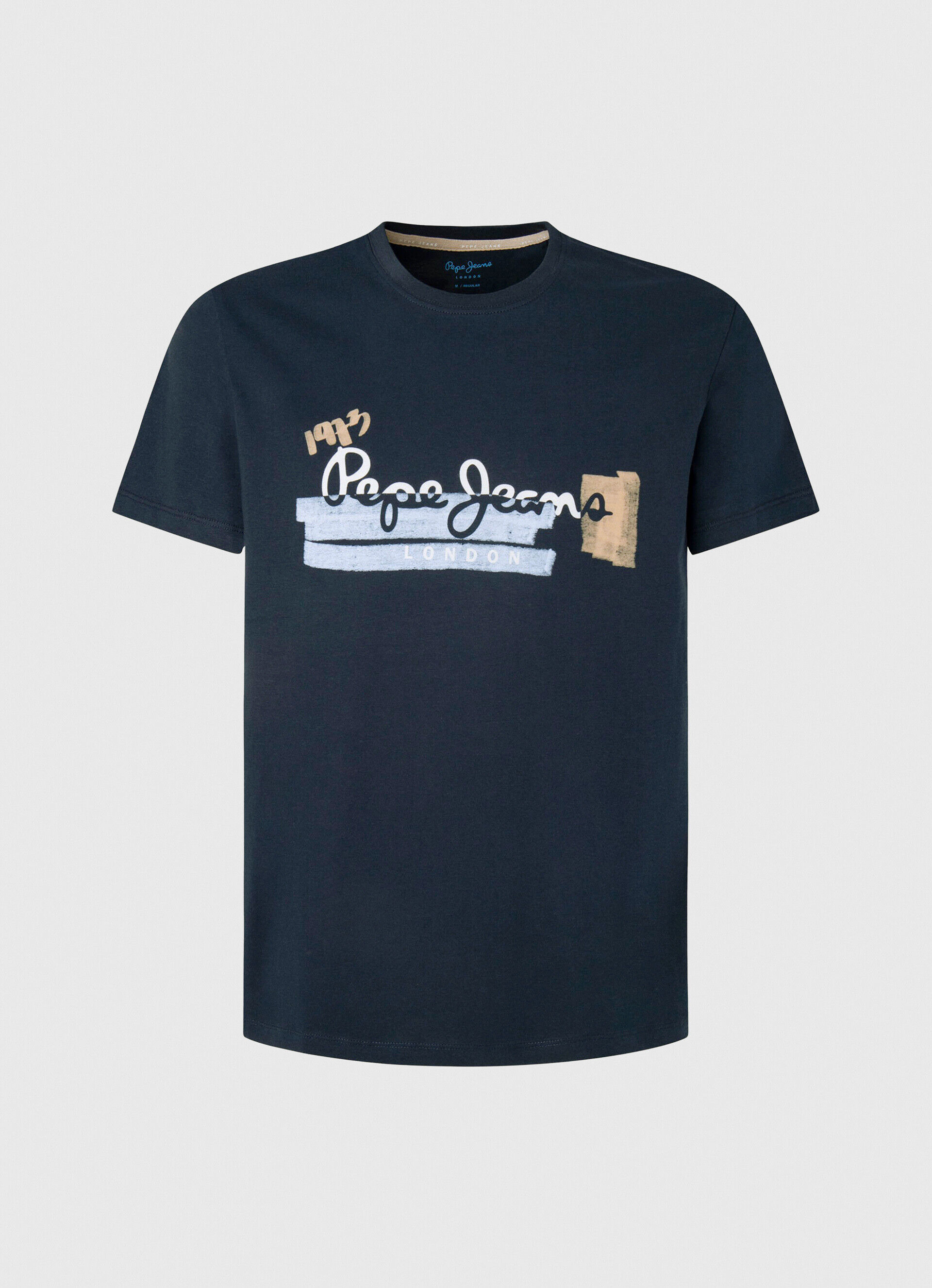 Camiseta de algodão com logo de pinceladas - azul dulwich