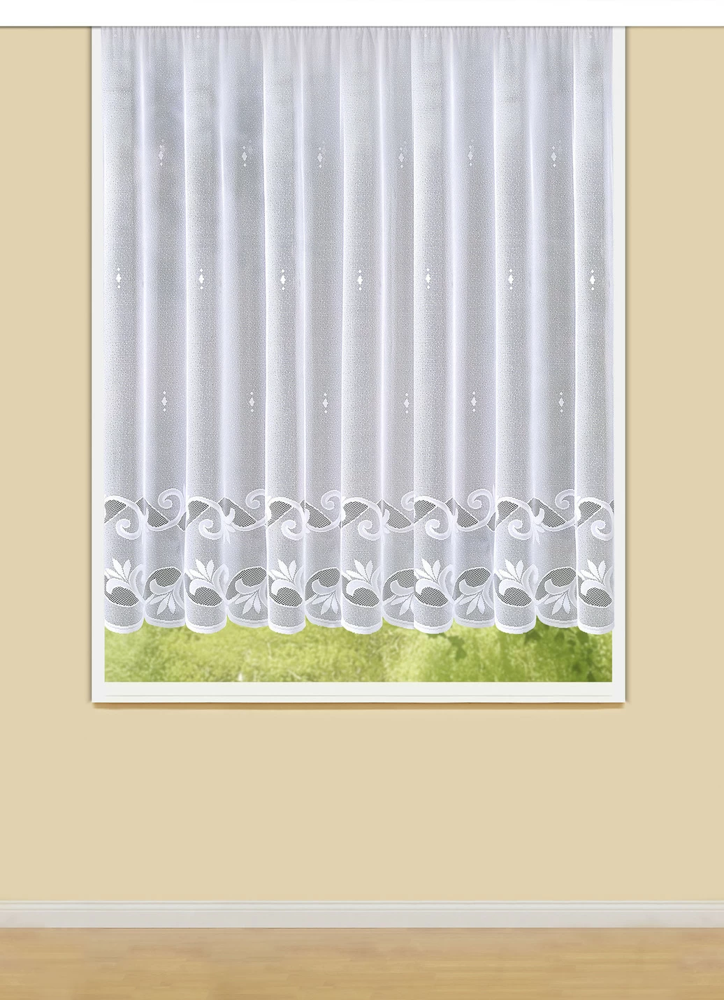 Leichter Blumenfenster-Store mit Automatikfaltenband