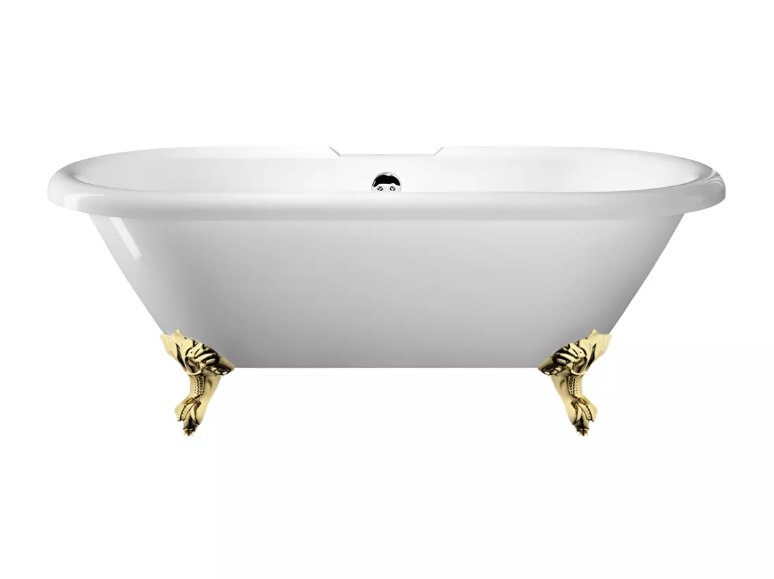 Baignoire ancienne rétro sur pieds CHELSEA Blanche 154 cm Pieds d'Aigle Dorés