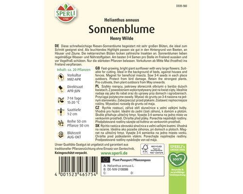 Zonnebloem Henry Wilde Sperli Open-pollinated zaden Bloemenzaden