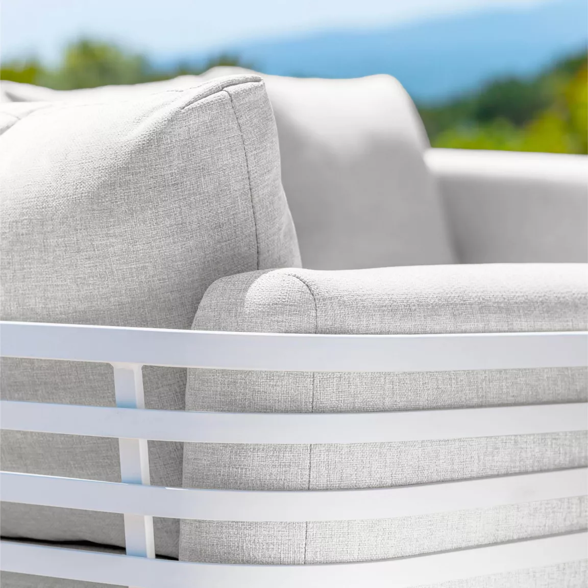 Salon de jardin aluminium 9 places 12 pcs Monte Carlo Blanc et gris clair