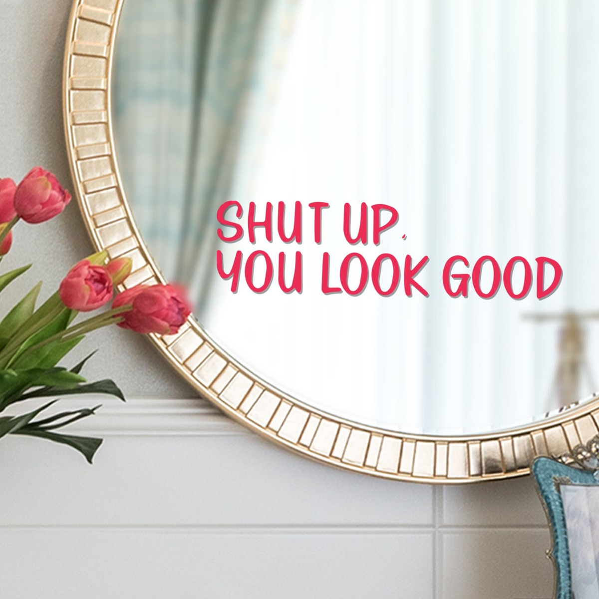 (26.5x7.5cm) Wandtattoo Spiegel Aufkleber Home Deko Zitat Wandsticker - Rot / You Look Good