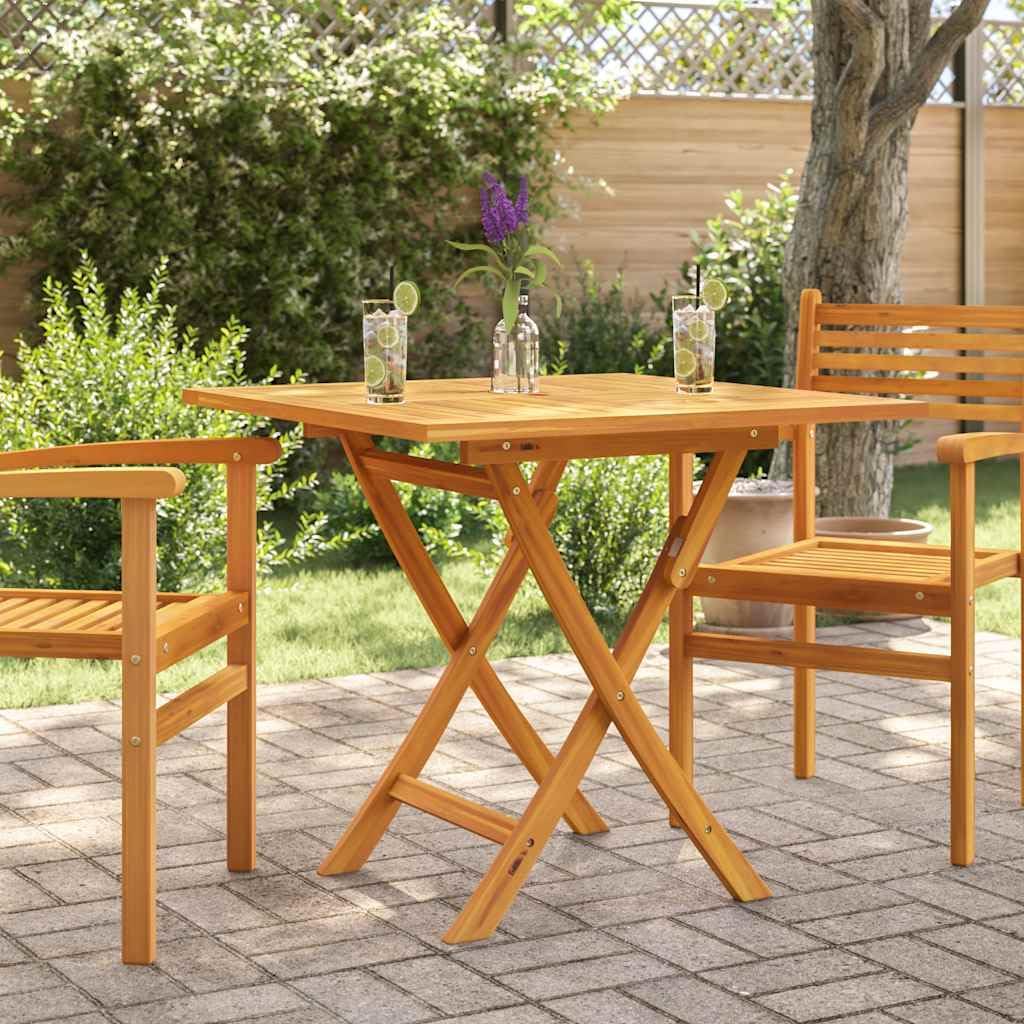 vidaXL Teak Massiv Gartentisch mit Schirmloch Klappbar Balkontisch Holztisch Esstisch Klapptisch Terrassentisch Gartenmöbel Tisch 85x85x76cm