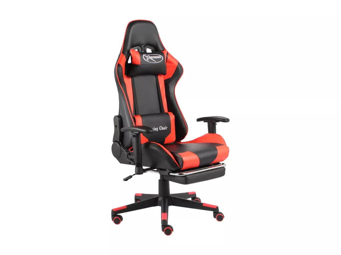 Chaise de jeu pivotante avec repose-pied Rouge PVC