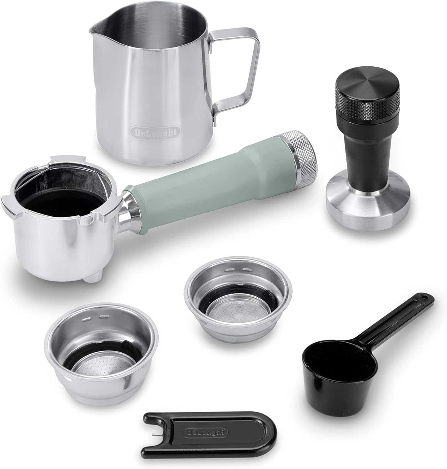 De'Longhi Dedica Duo - Perfetto Kompakte Siebträgermaschine Espressomaschine mit Soft-Touch-Icons, manuellem Milchaufschäumer für Espresso, Cappuccino und Cold Brew, 15cm breit, Grün (EC890.GR)