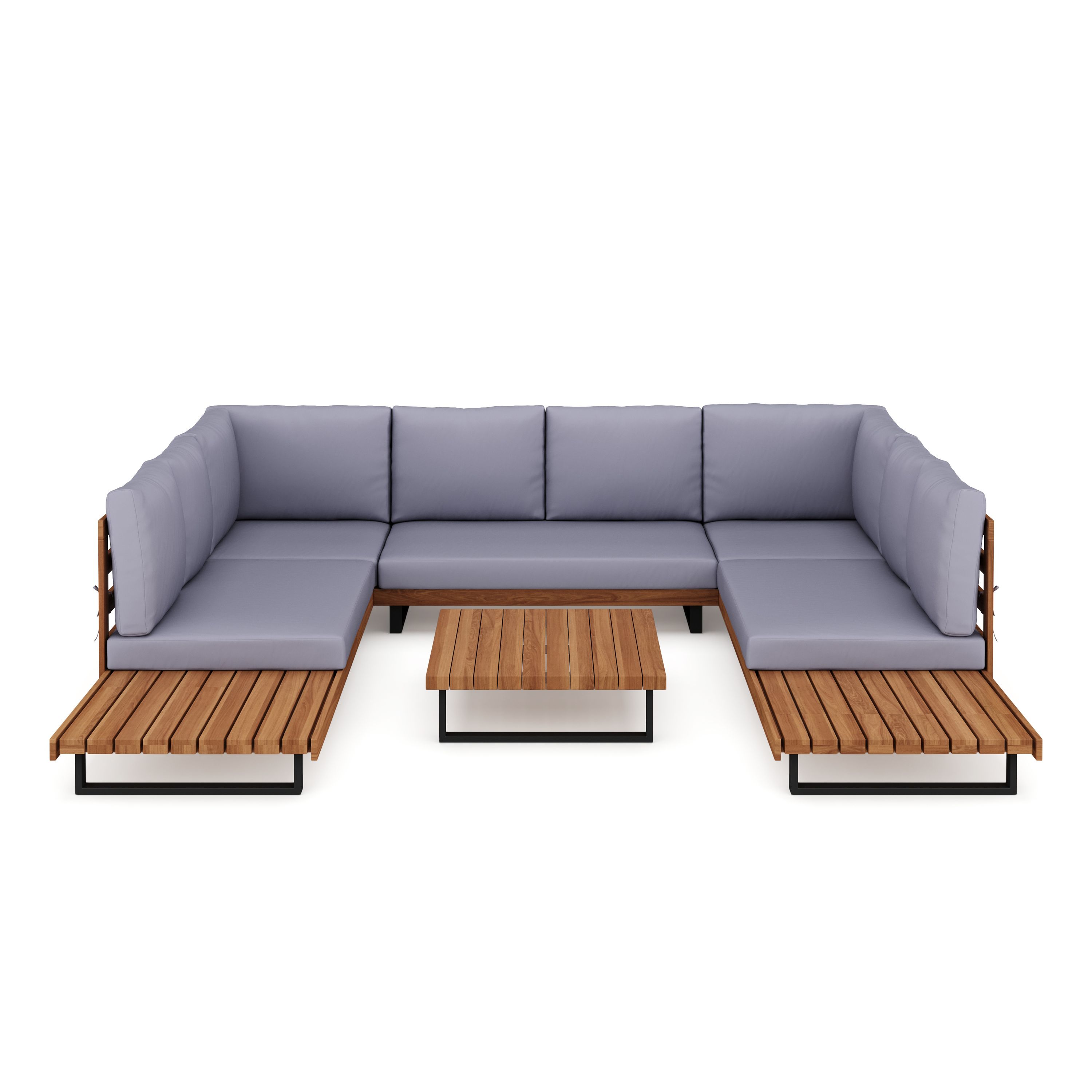 Lounge Holz KENDRA natur/grau