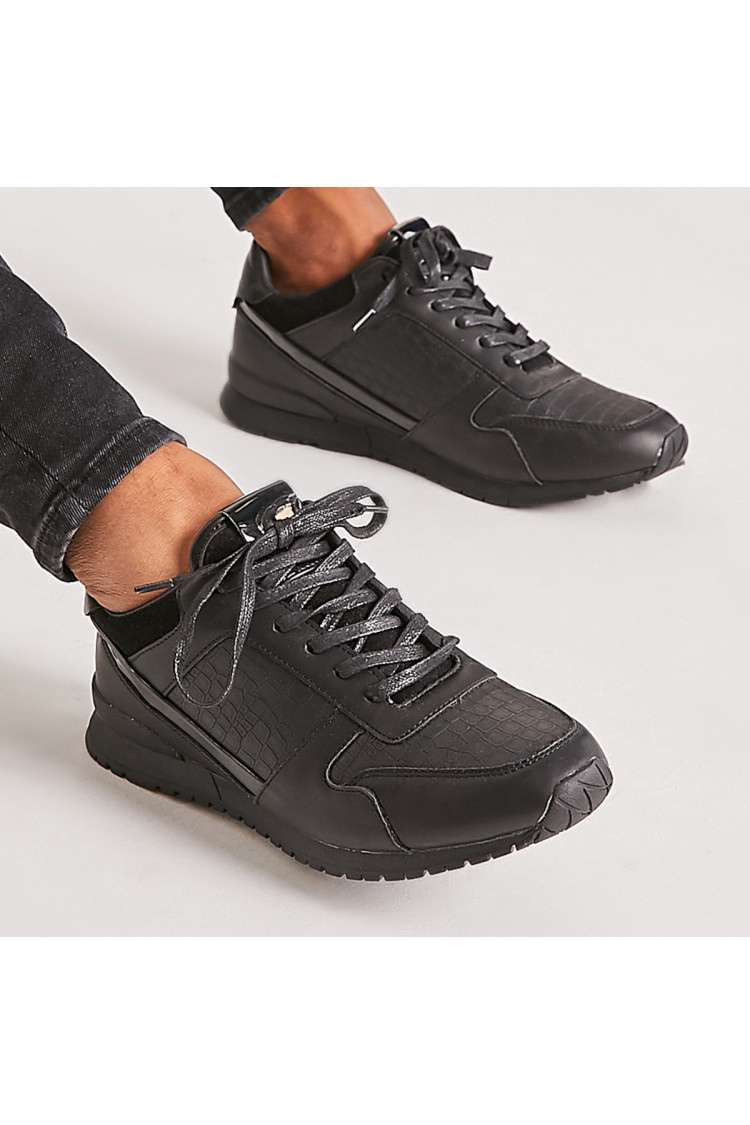Baskets noires bimatière