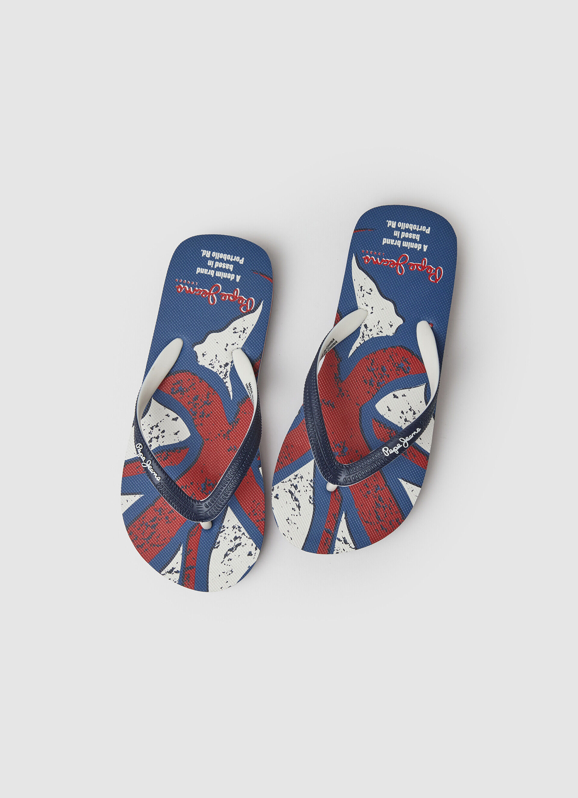 Chinelo de dedo com estampa de bandeira de praia - azul marinho