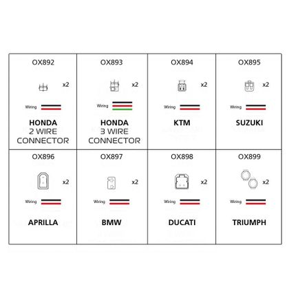 Connectique Oxford POUR CLIGNOTANTS SPECIFIQUES Triumph Universel - Noir