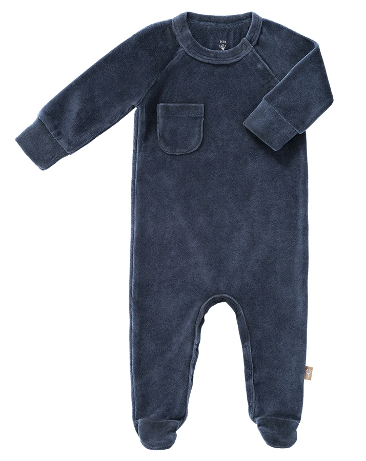 Schlafstrampler VELOURS INDIGO mit Fuß in blau