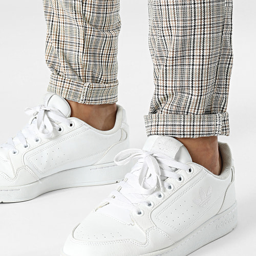 Pantalon A Carreaux Beige