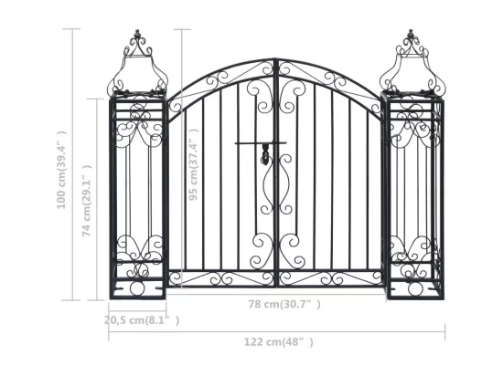 Portillon ornemental de jardin Fer forgé 122x20,5x100 cm
