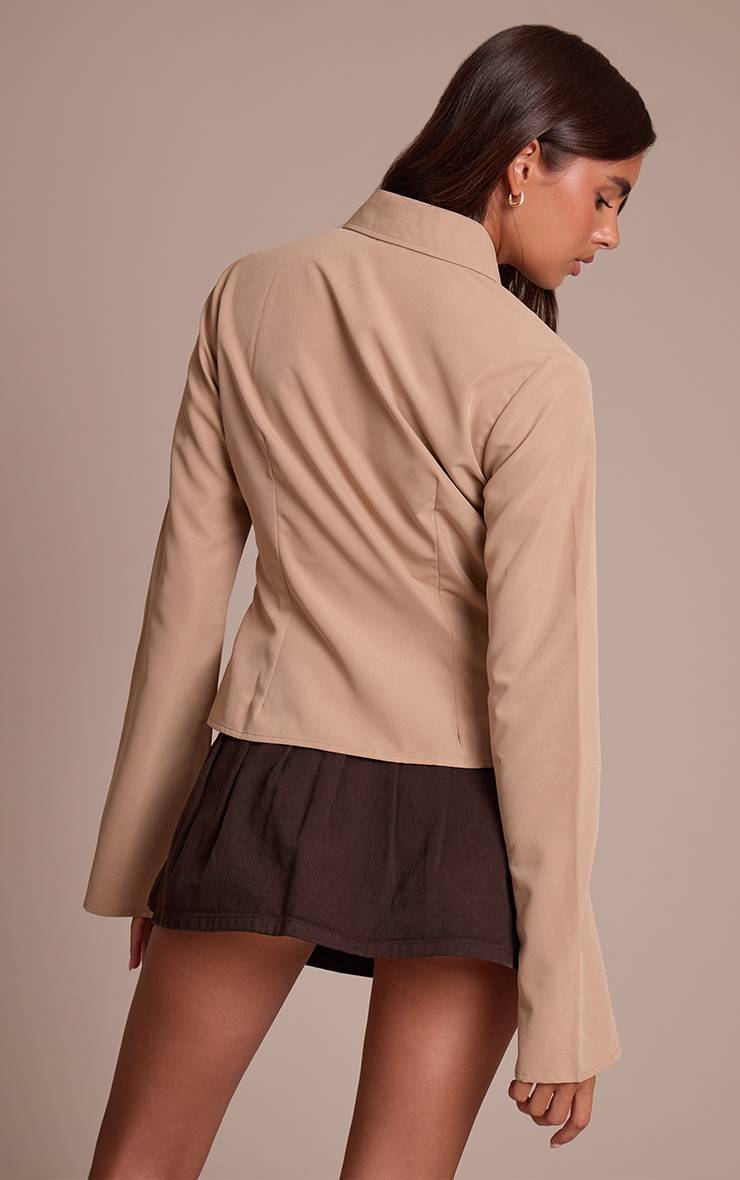 Taupe Chemise Ajustée À Détails De Coutures
