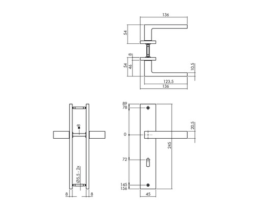 Intersteel Hera BB 72 mm lange platenset, antraciet mat