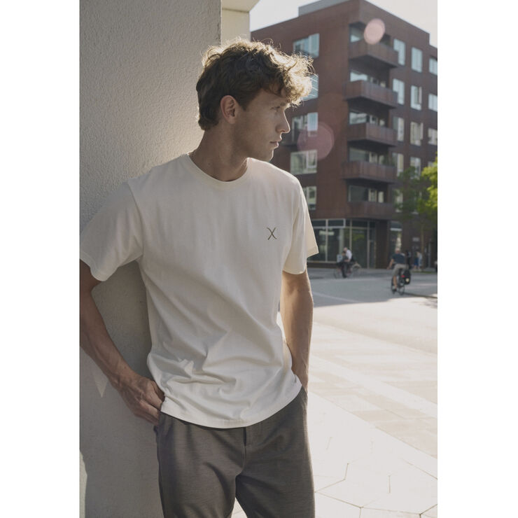 Clean Cut Copenhagen Cross Logo Organic Tee Ecru