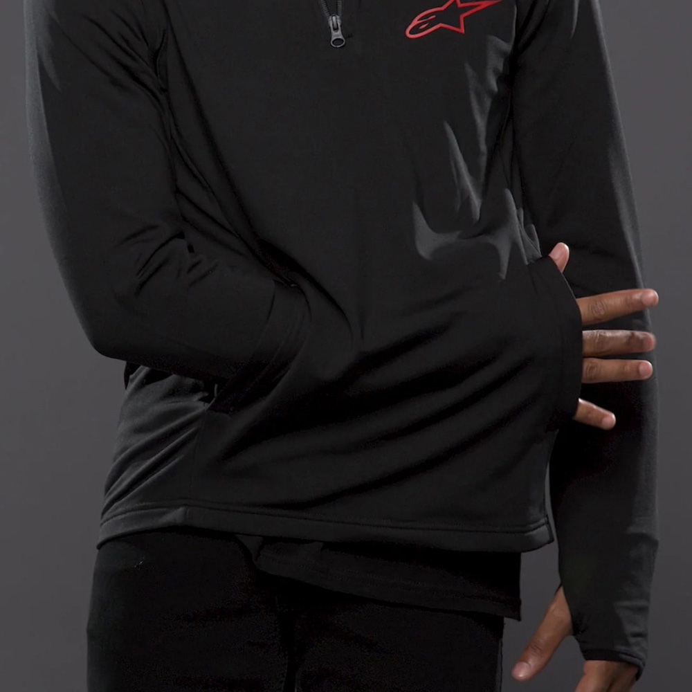 Alpinestars - Sous-pull 1/4 zip Mission V2 Midlayer Noir / Rouge