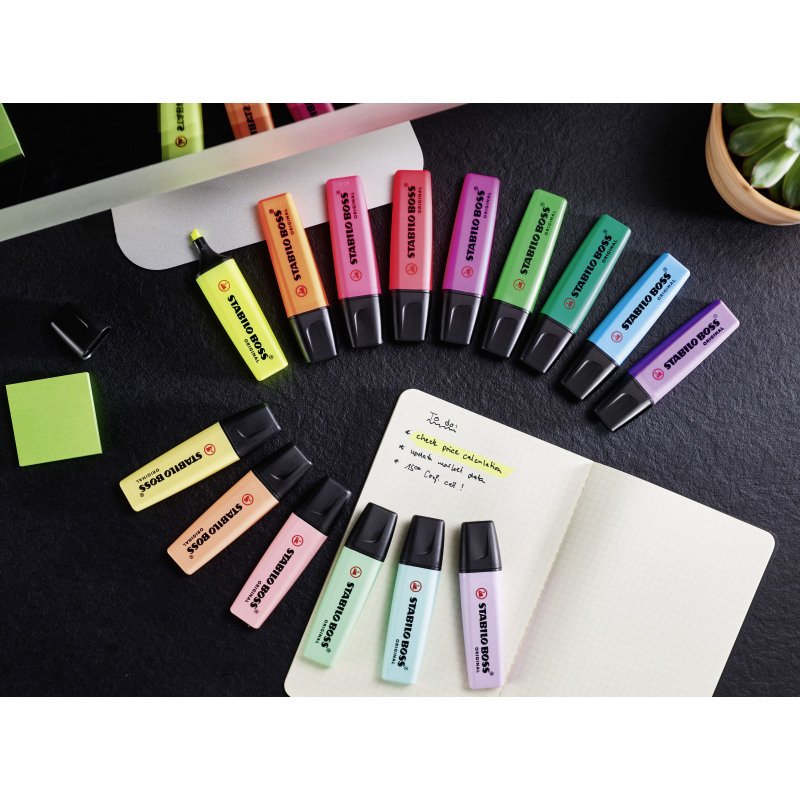 Surligneur Stabilo Boss couleurs assorties - Pochette de 5