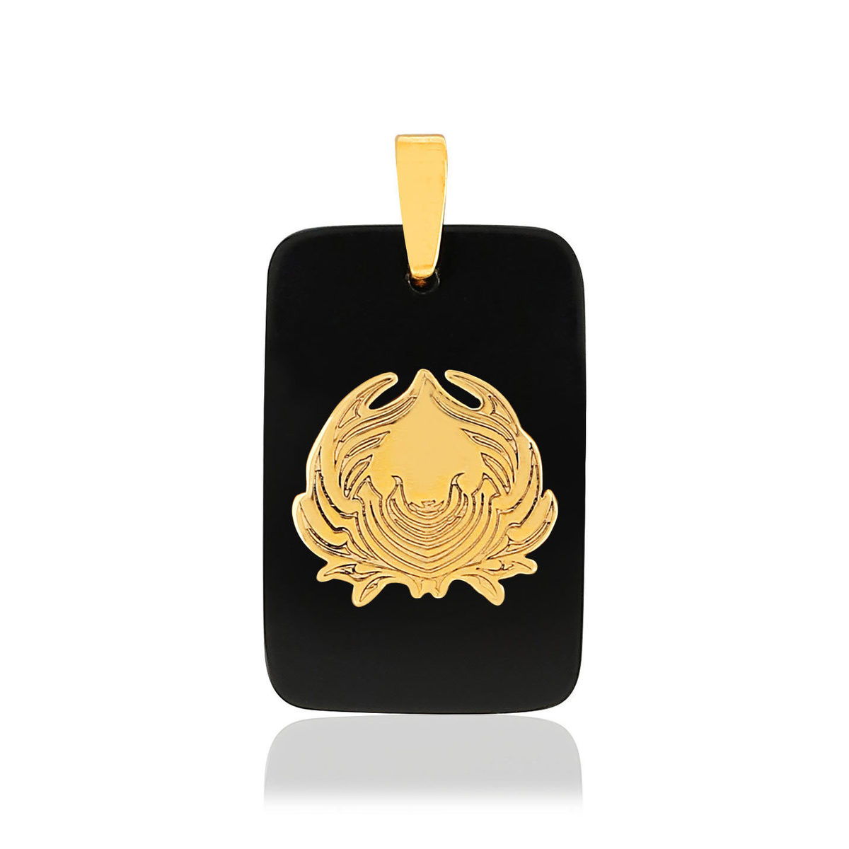 Pendentif MATY CANCER Or 375 jaune Onyx noir