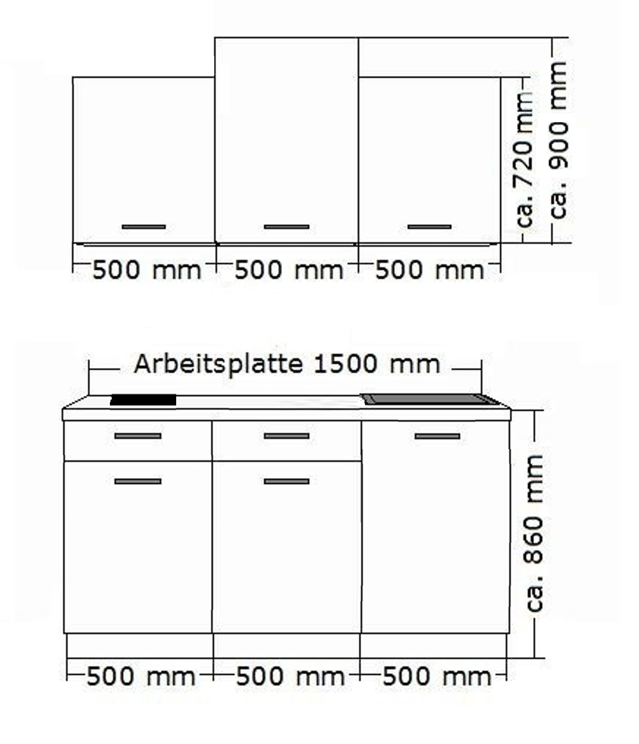 Landhaus Küche Stilo Weiß 150 cm Küchenzeile Küchenblock Einbauküche Singleküche