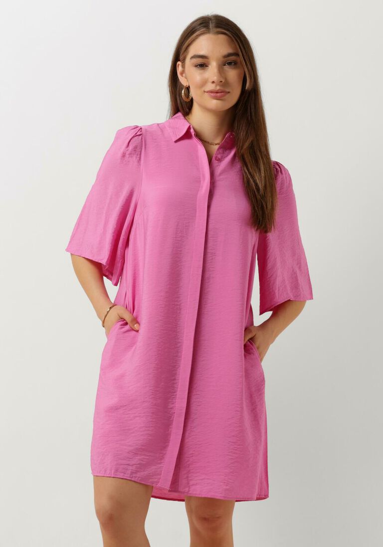 CATWALK JUNKIE roze catwalk junkie midi jurk flare sleeve button up blouse dress