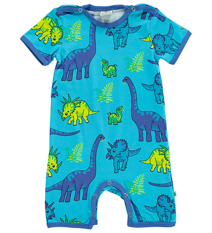 Småfolk Sommerstrampler - Blue Atoll m. Dinosaur