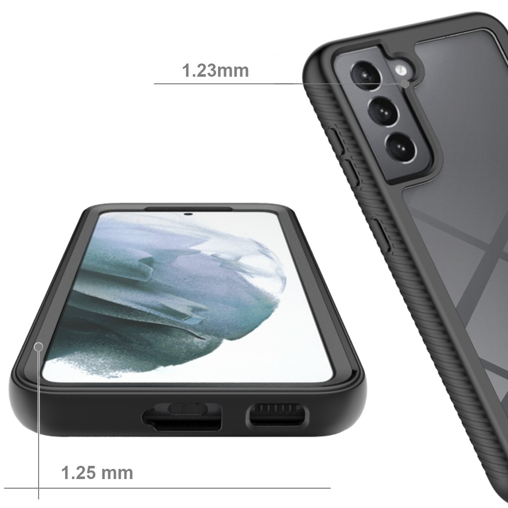 (2-tlg.) Samsung Galaxy S21 FE 5G Hybrid TPU Bumper Case Hülle - Schwarz / Transparent