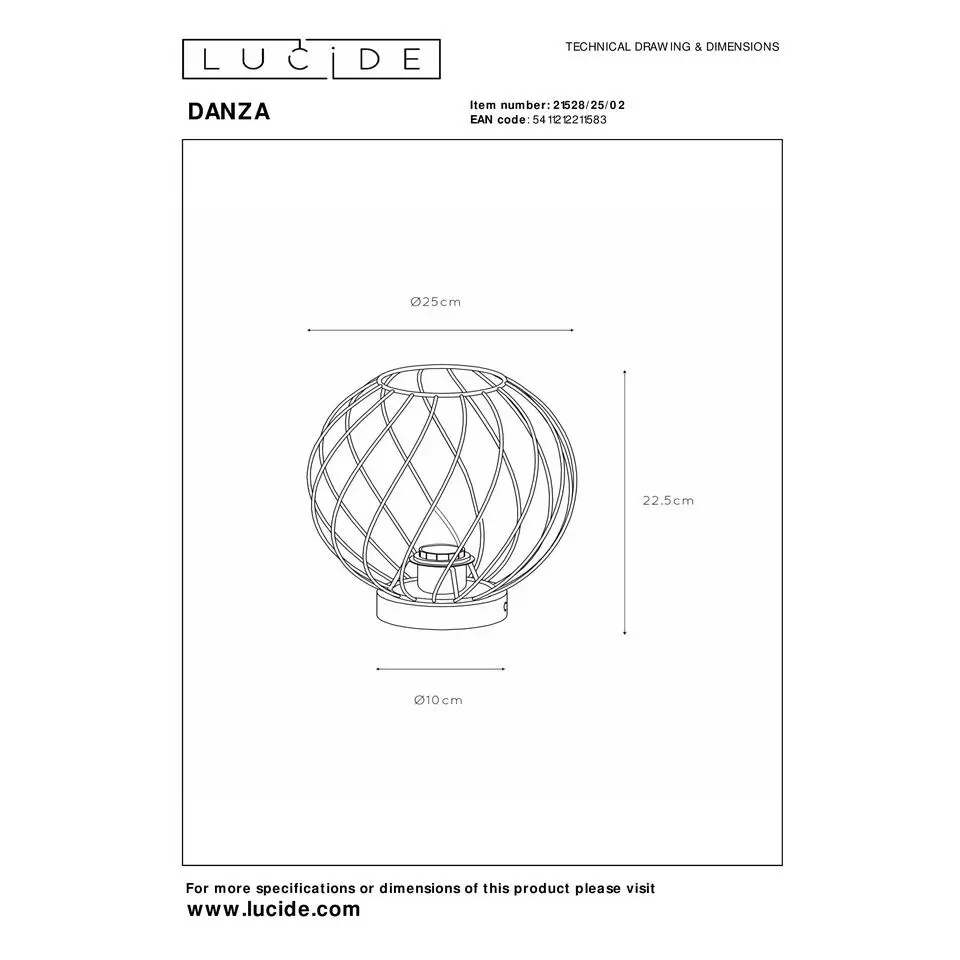 Lucide DANZA Tafellamp - Mat Goud / Messing