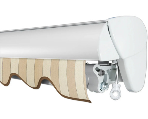 SOLUNA Semi-Cassette Luifel Classic 2.5x1.5 Doek Design S2238 Frame E6EV1 Zilver Geanodiseerd Aandrijving Rechts Inclusief Slinger