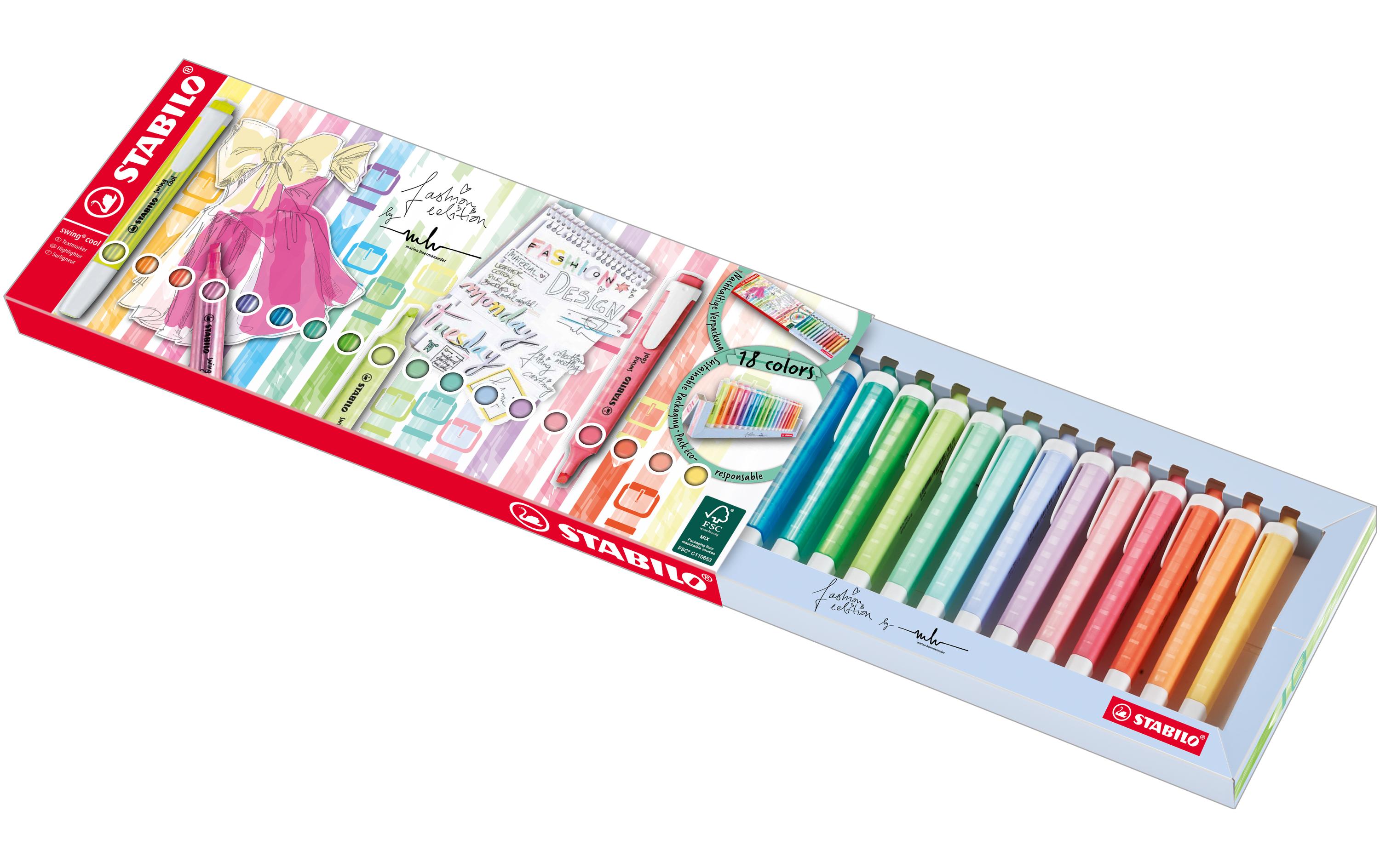 Textmarker Swing Cool 18 StückTextmarker in flachem Taschenmodell