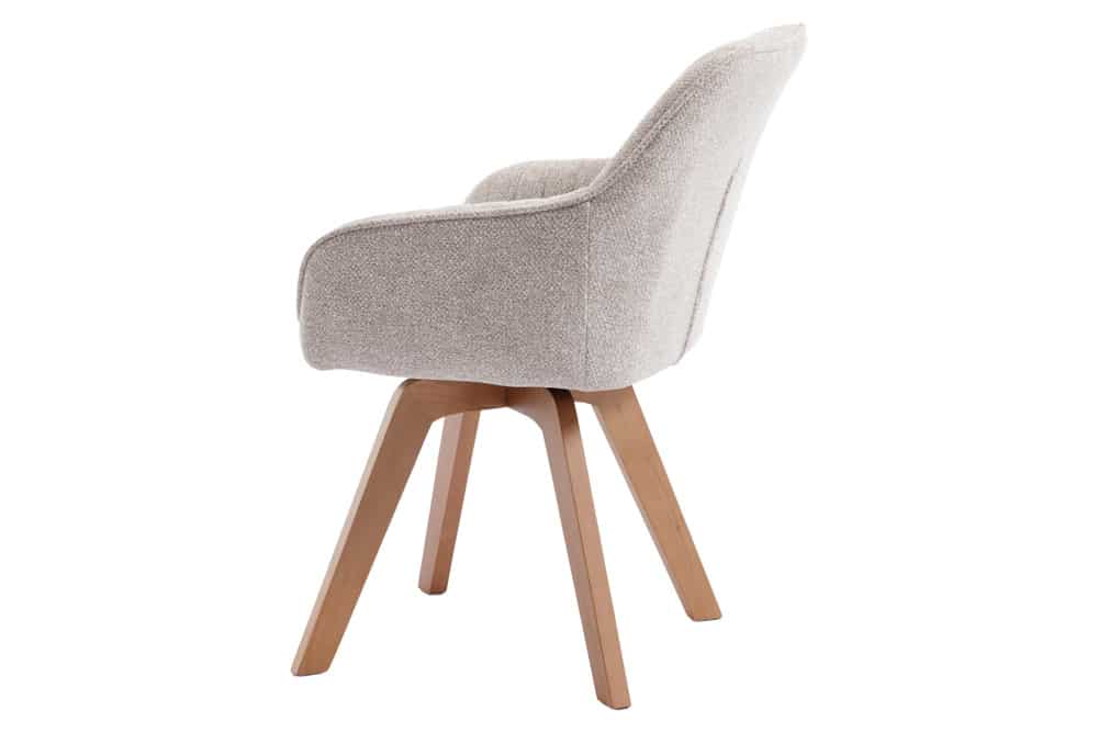 Design Stuhl LIVORNO beige Strukturstoff Massivholzbeine drehbar Auto-Return-Funktion
