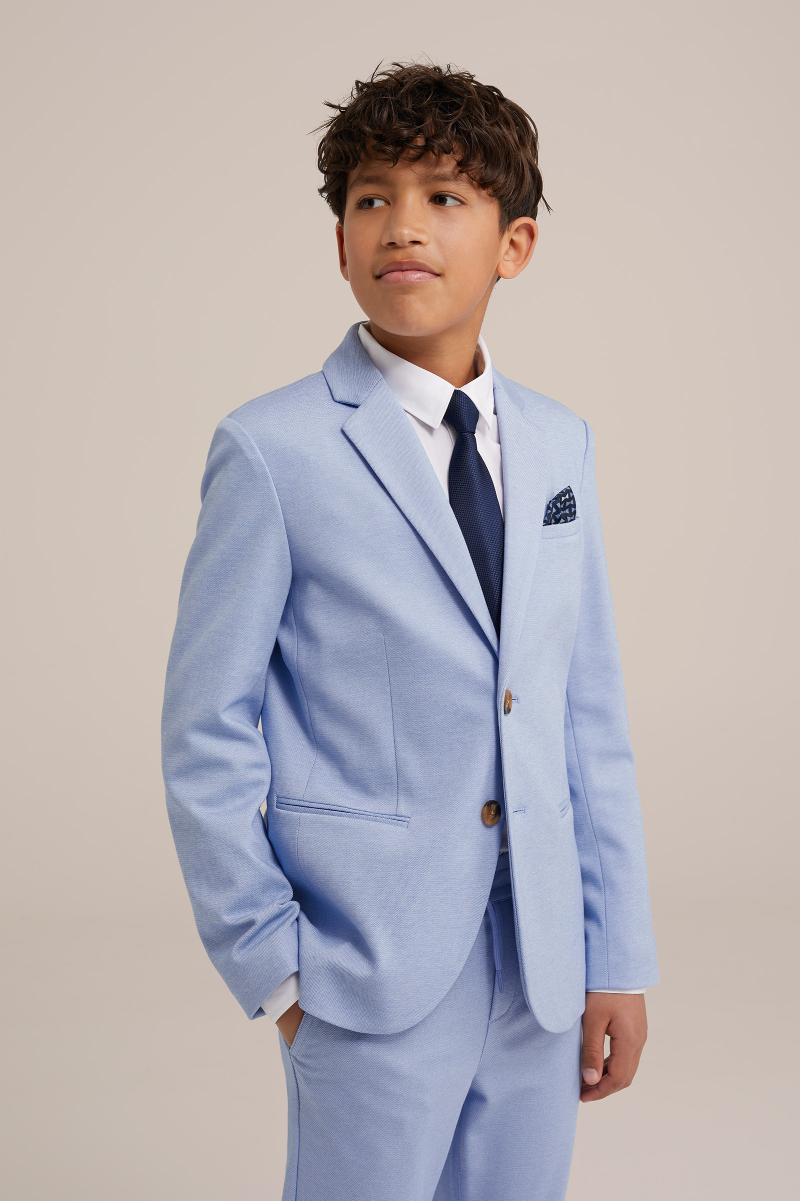 Jongens stropdas met ingeweven dessin WE Fashion Donkerblauw