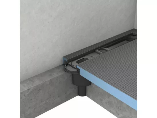 Receveur à carreler 140 x 90 cm Wedi Fundo Riolito Neo + barrette + bonde verticale + kit d'étanchéité et colle 320