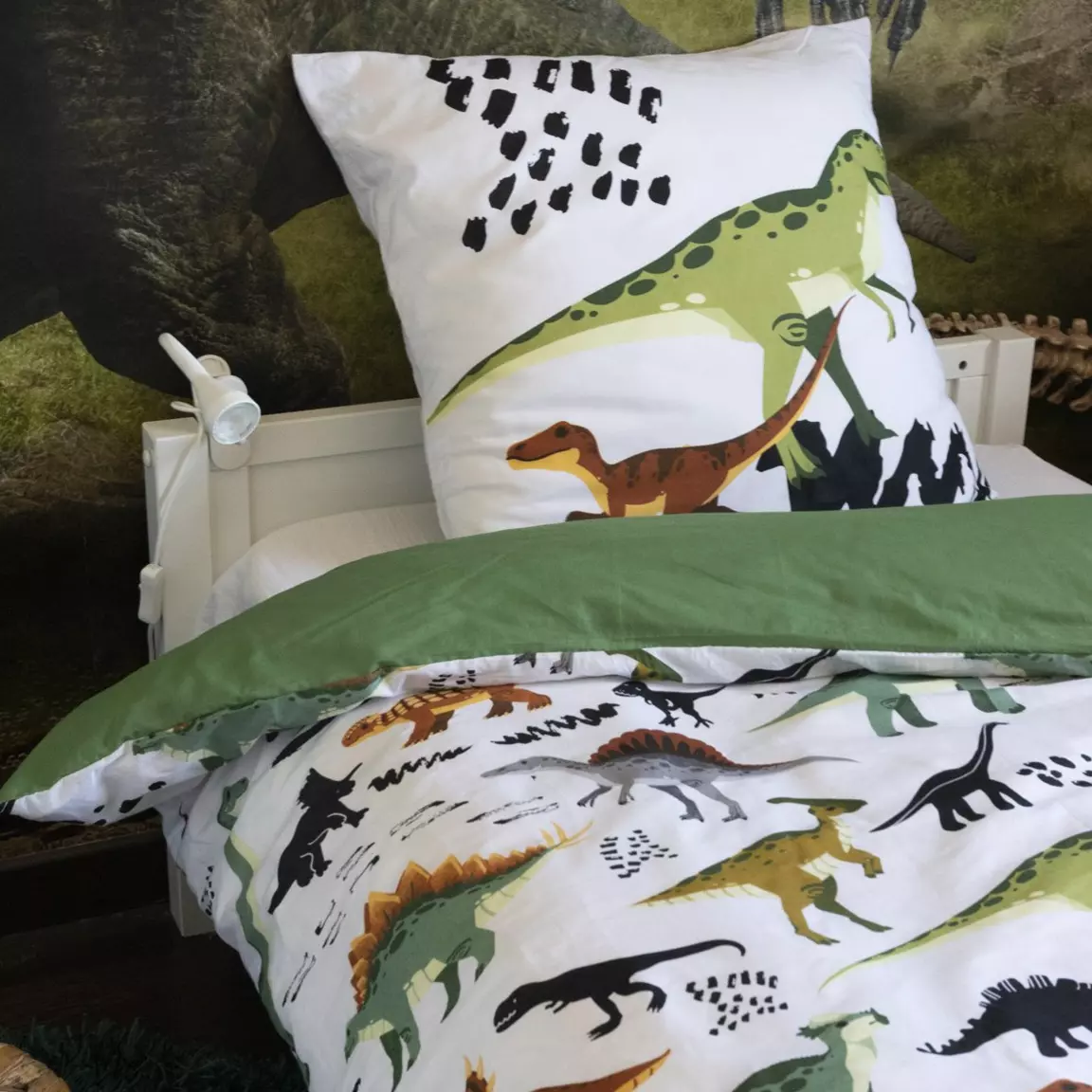 Housse de couette et deux taies enfant coton (200 x 200 cm) Cretace Verte