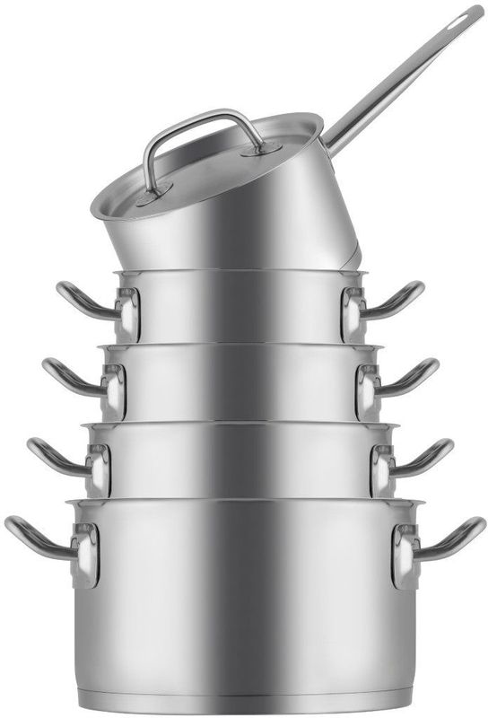 Sola Profiline Pannenset Inductie - 5 Delig - Ø 16,16,18,20,24 cm - RVS Pannen - Kookpannen Set - Zilver