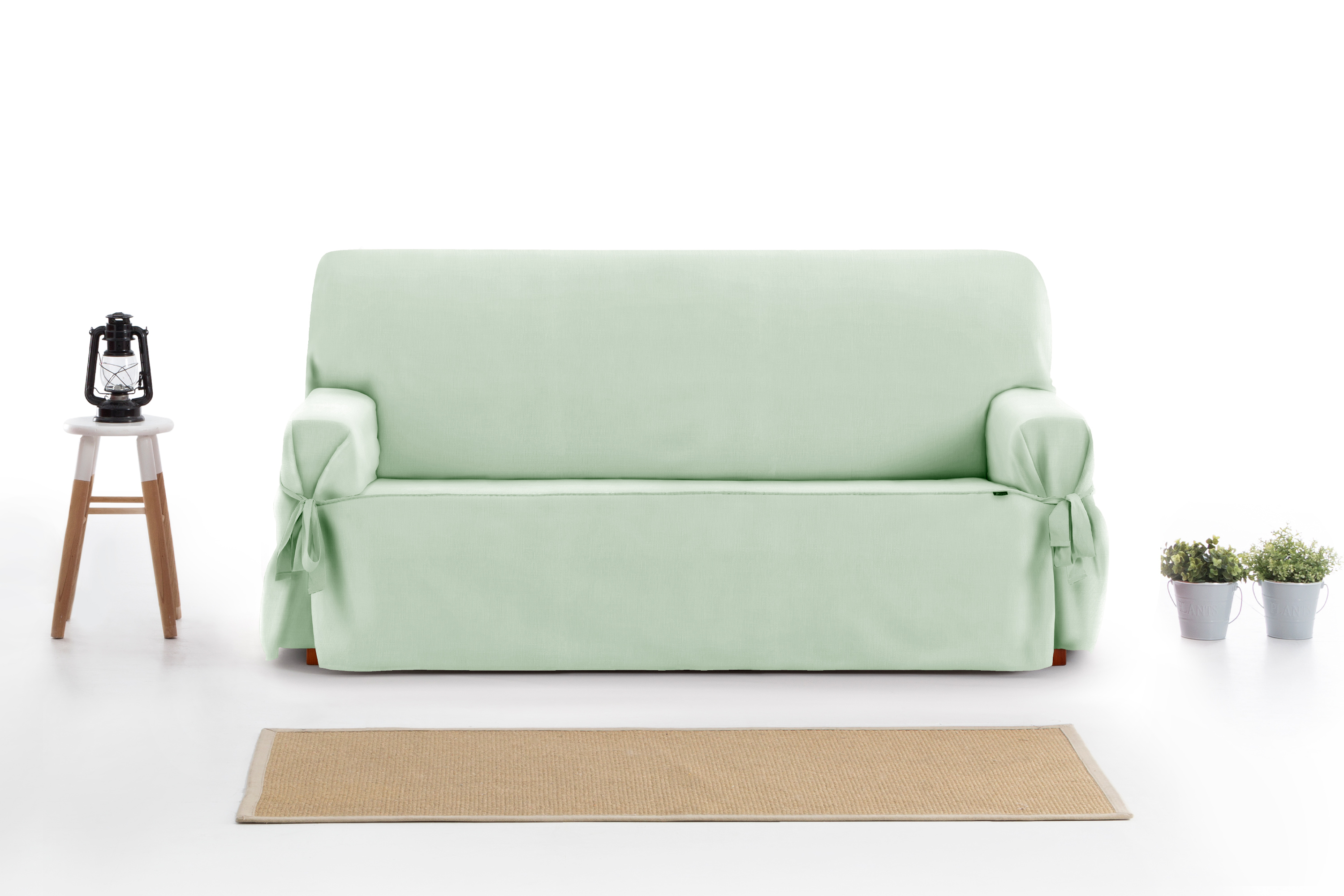 Capa protetora para sofá de 1 lugar com amarras. Verde. 1 lugar (80-120 cm)